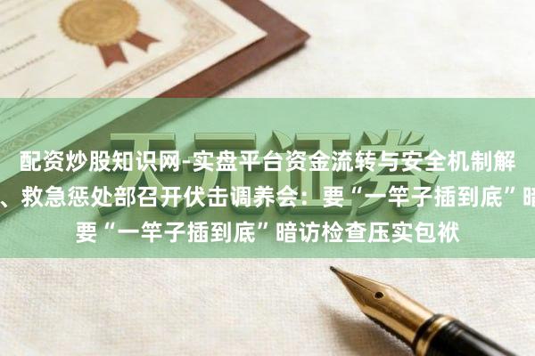 配资炒股知识网-实盘平台资金流转与安全机制解析 国务院安委办、救急惩处部召开伏击调养会：要“一竿子插到底”暗访检查压实包袱