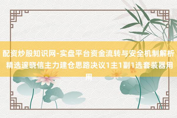 配资炒股知识网-实盘平台资金流转与安全机制解析 精选邃晓信主力建仓思路决议1主1副1选套装器用